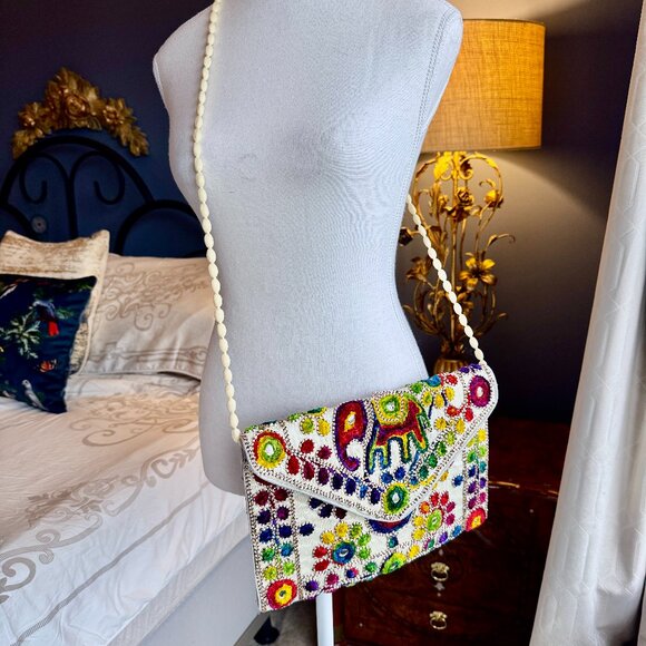 Handmade Boho Multicolour Rajasthani Crossbody Bag - Picture 2 of 12